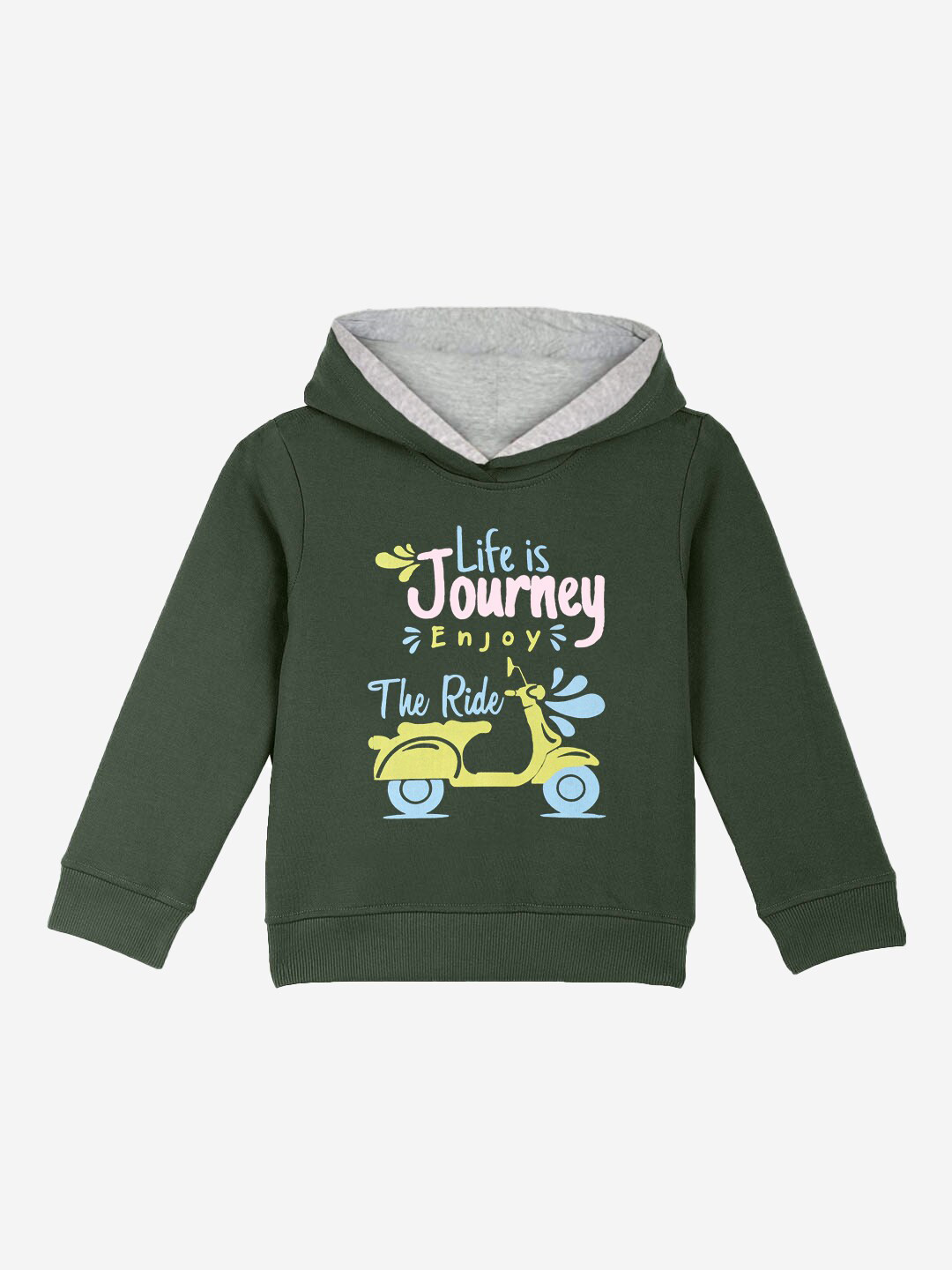 Naughty Ninos Girls Green Printed Hooded Sweatshirt