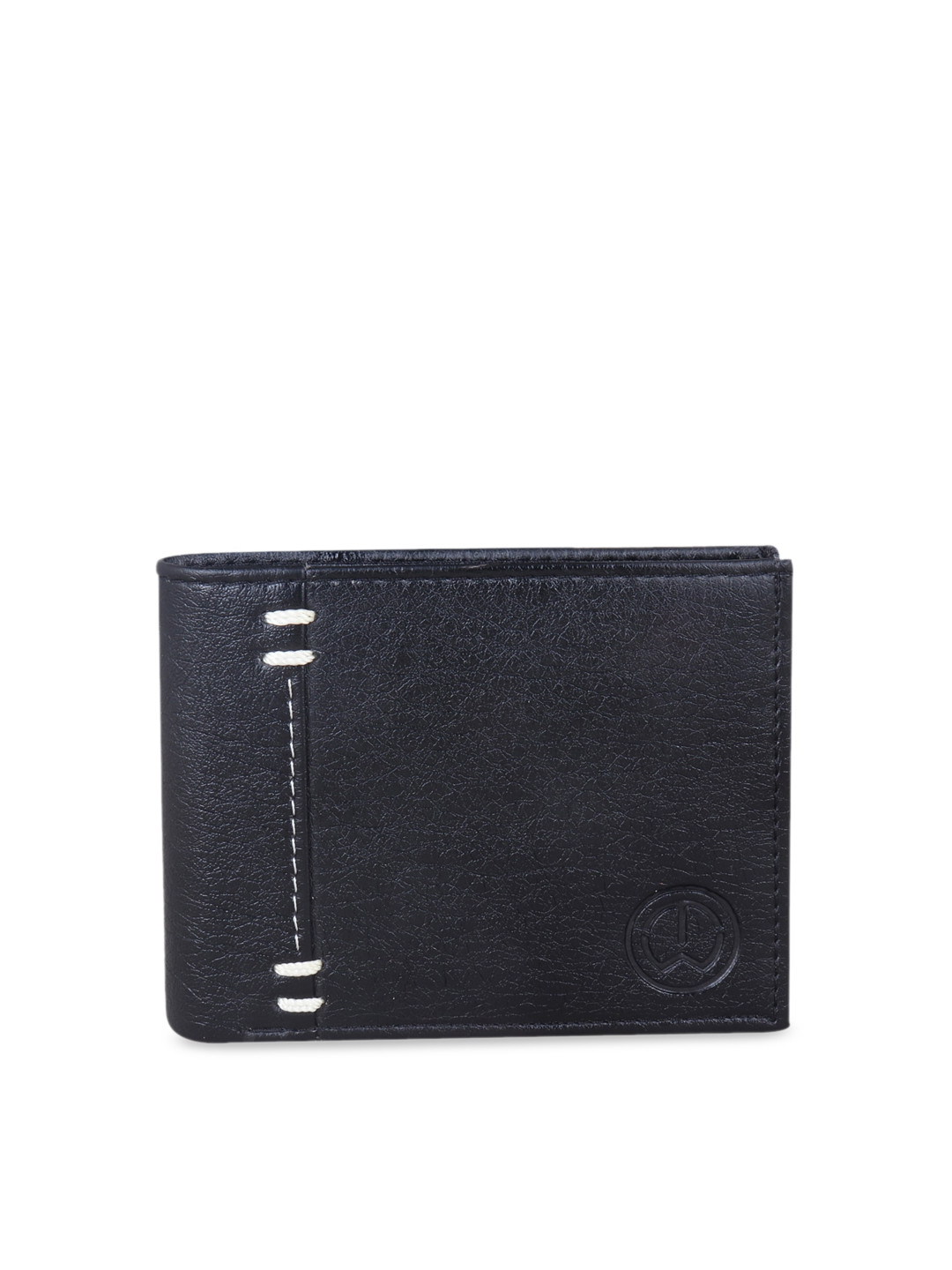 TnW Men Black Solid Handcrafted Two Fold Wallet