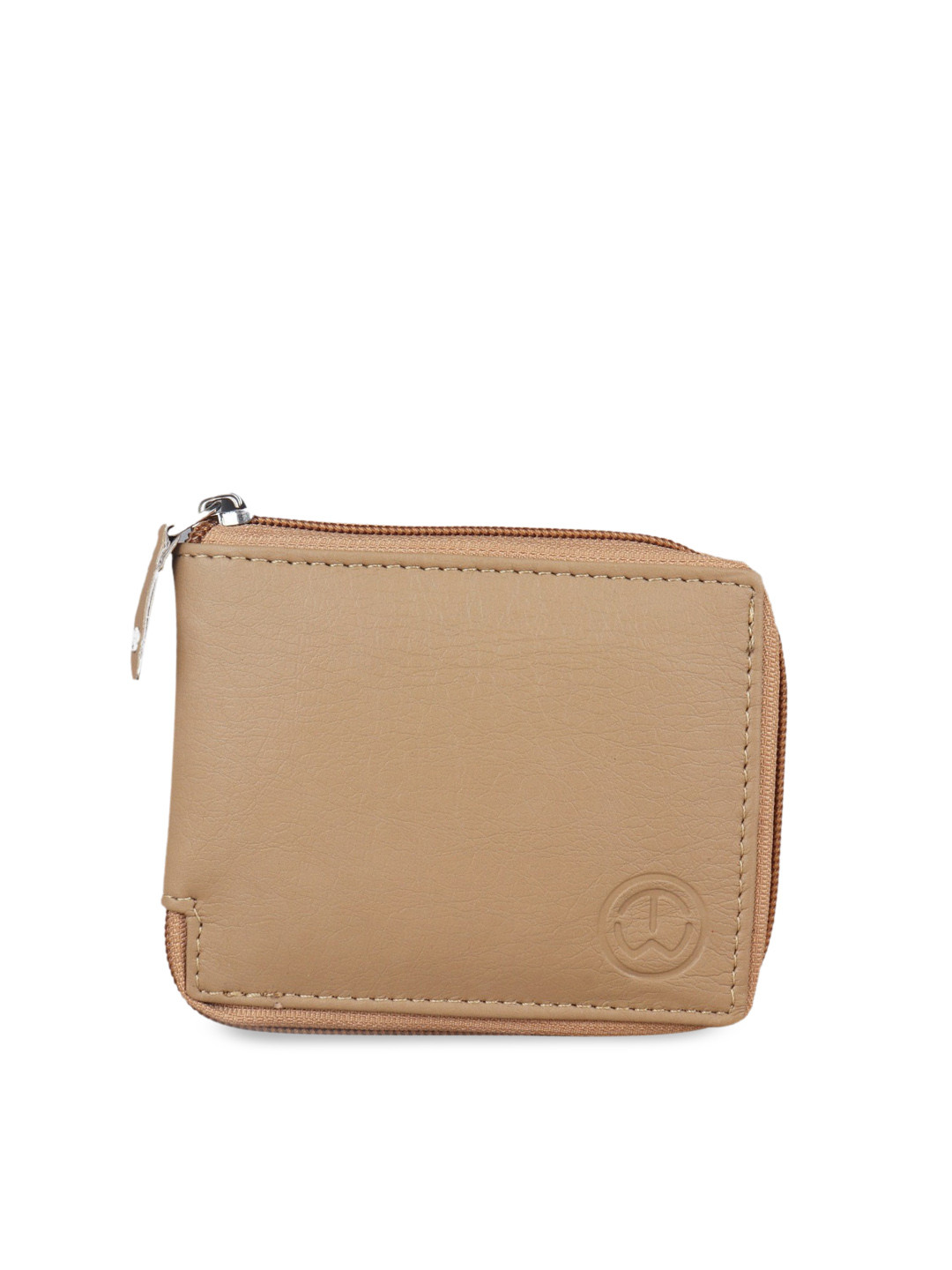 TnW Unisex Beige Solid Handcrafted Zip Around Wallet