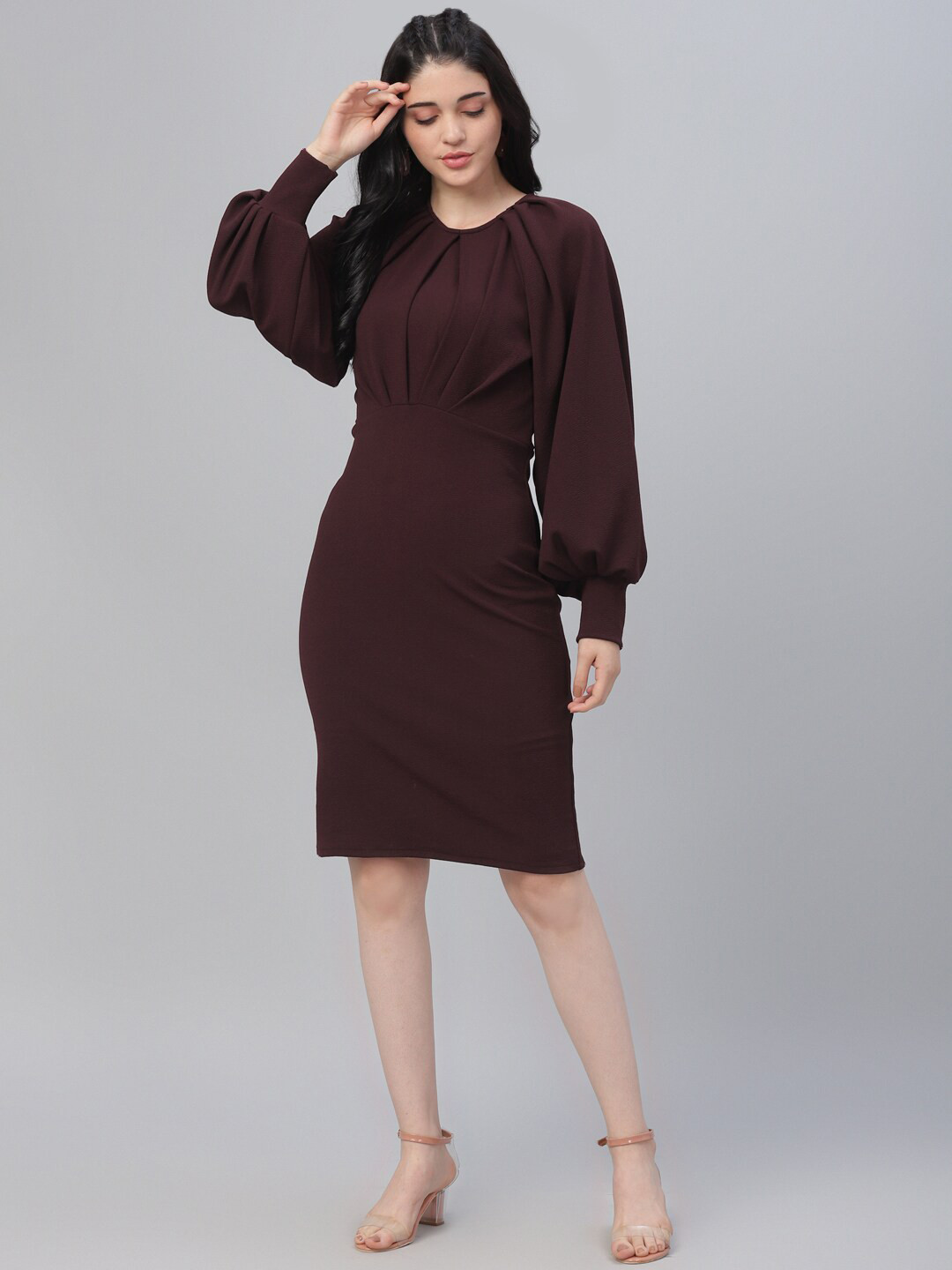 Athena Burgundy Sheath Dress