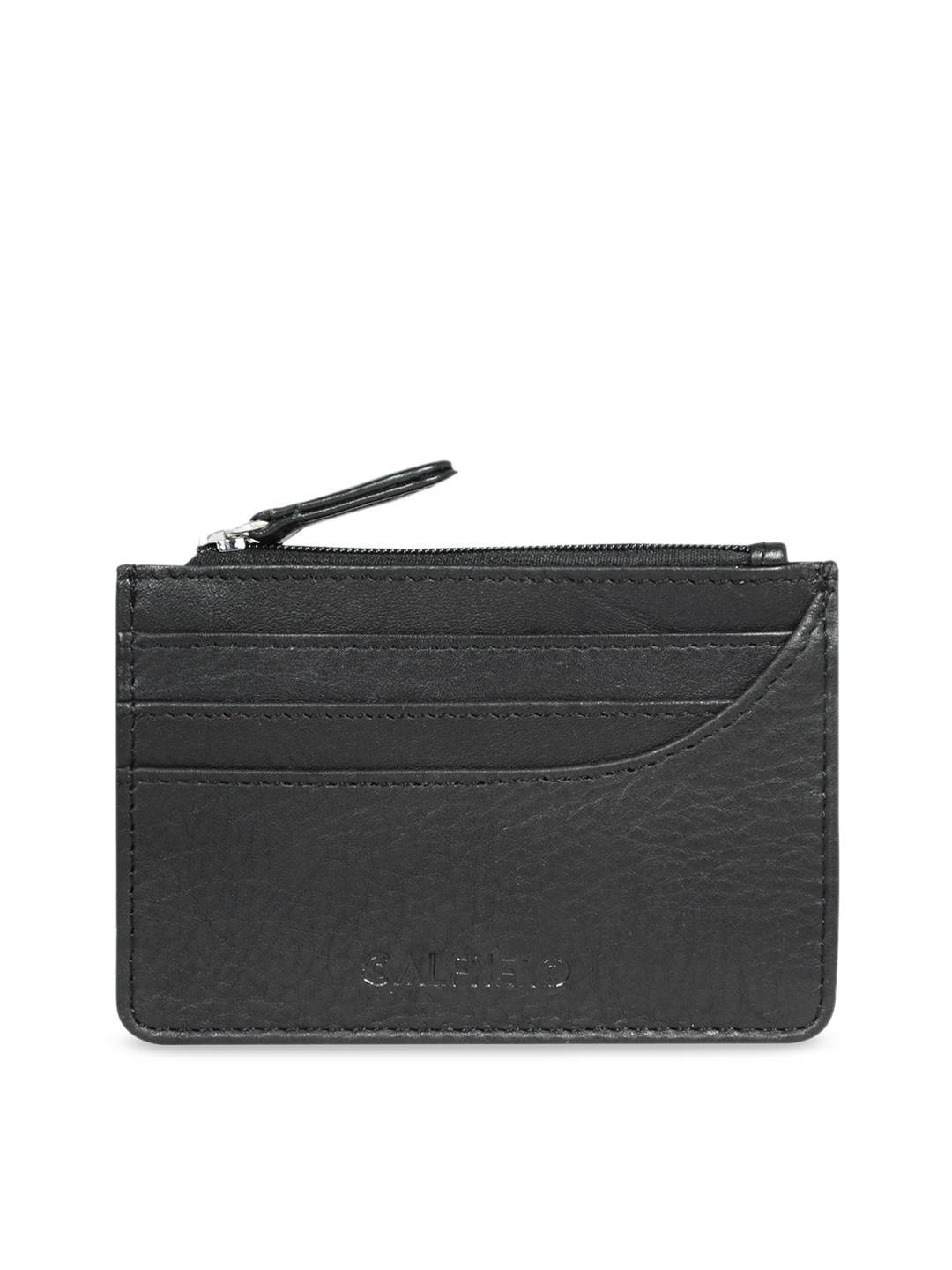 CALFNERO Unisex Black Solid Leather Card Holder With Key Holder