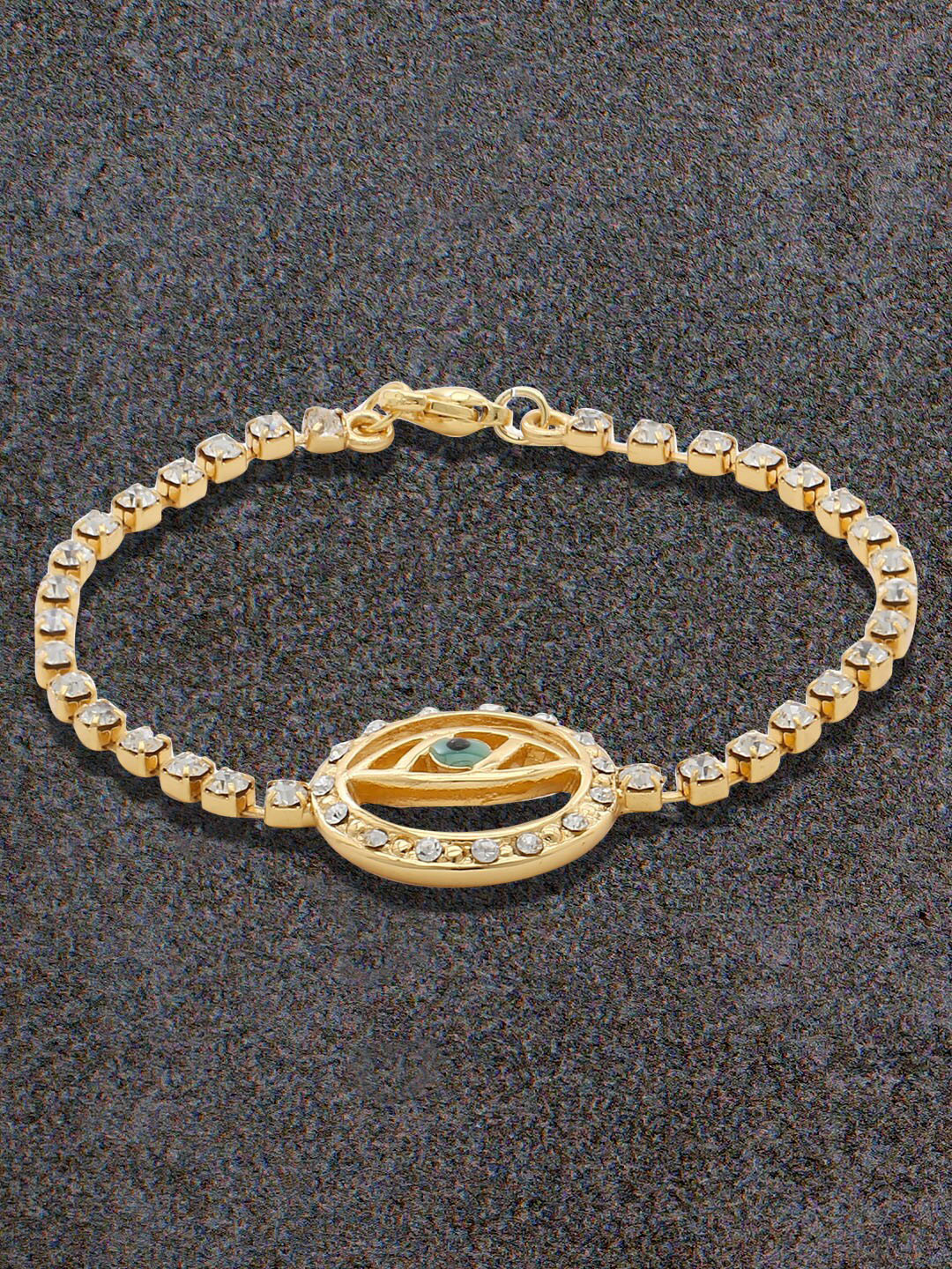 Estele Gold-Plated & Green Evil Eye Wraparound Bracelet