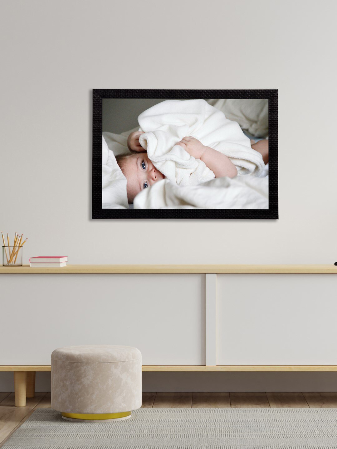 eCraftIndia Cute Baby Paper Wall Rectangle Photographs Wall Art -14 x 10 In