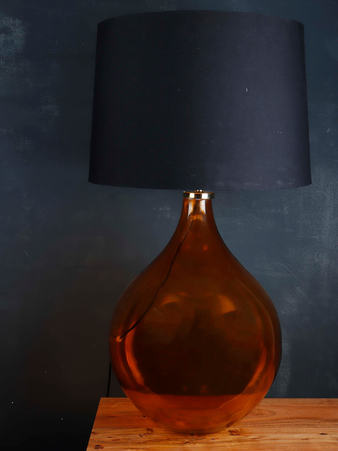 Grated Ginger Black & Orange Solid Big Bump Table Lamp