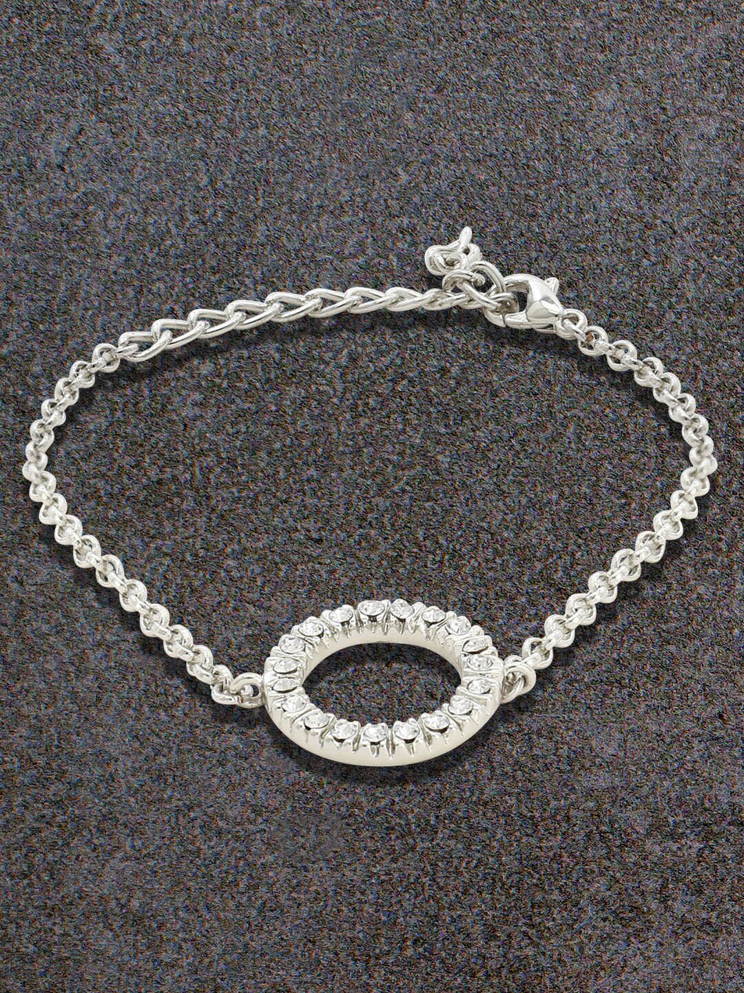 Estele Silver Rhodium-Plated CZ Wraparound Bracelet