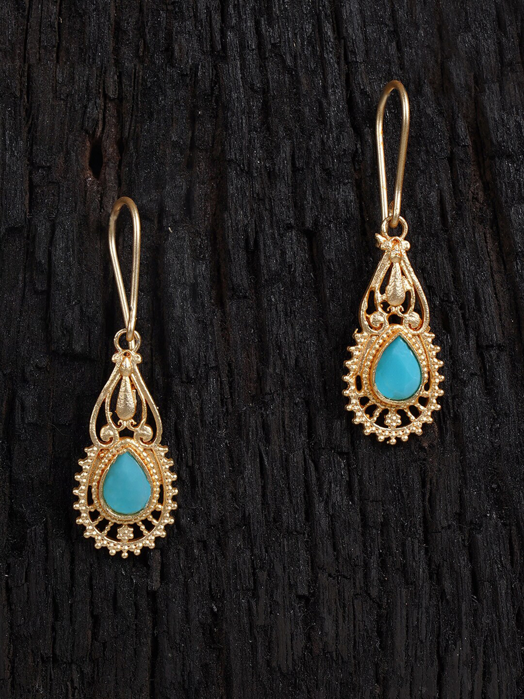 Shoshaa Blue Gold-Plated HandcraftedClassic Drop Earrings
