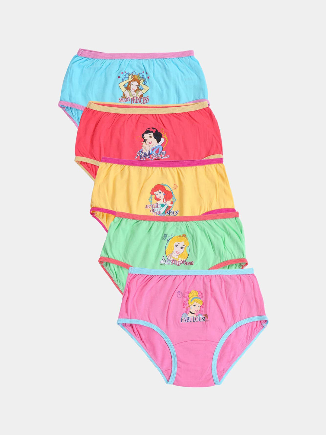 Bodycare Girls Pack of 5 Assorted Disney Princess Printed Briefs KIA9109-PK001