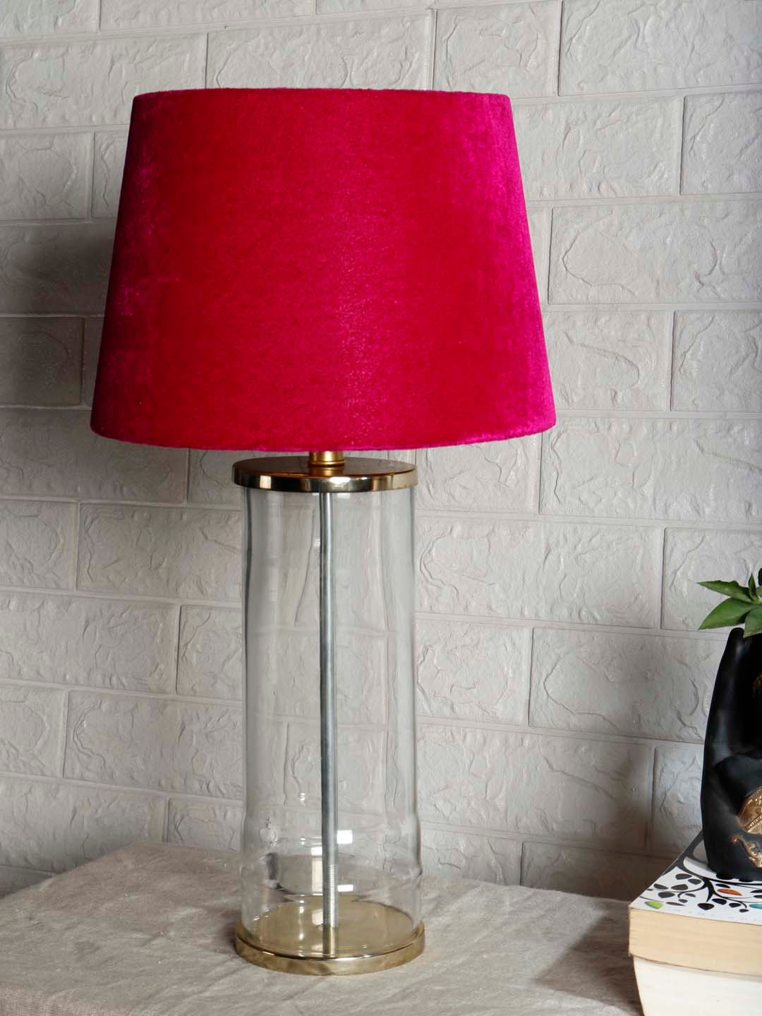 Grated Ginger Pink Self Design Contemporary Facile Glass Table Lamp