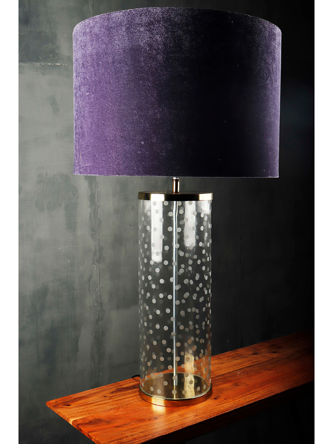 Grated Ginger Violet Solid Polka Straw Table Lamp