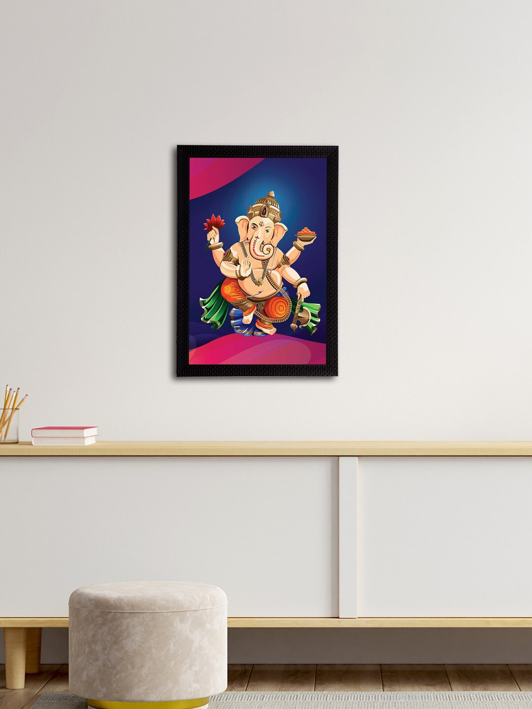 eCraftIndia Blue & Purple Lord Ganesha Satin Matt Texture UV Wall Art