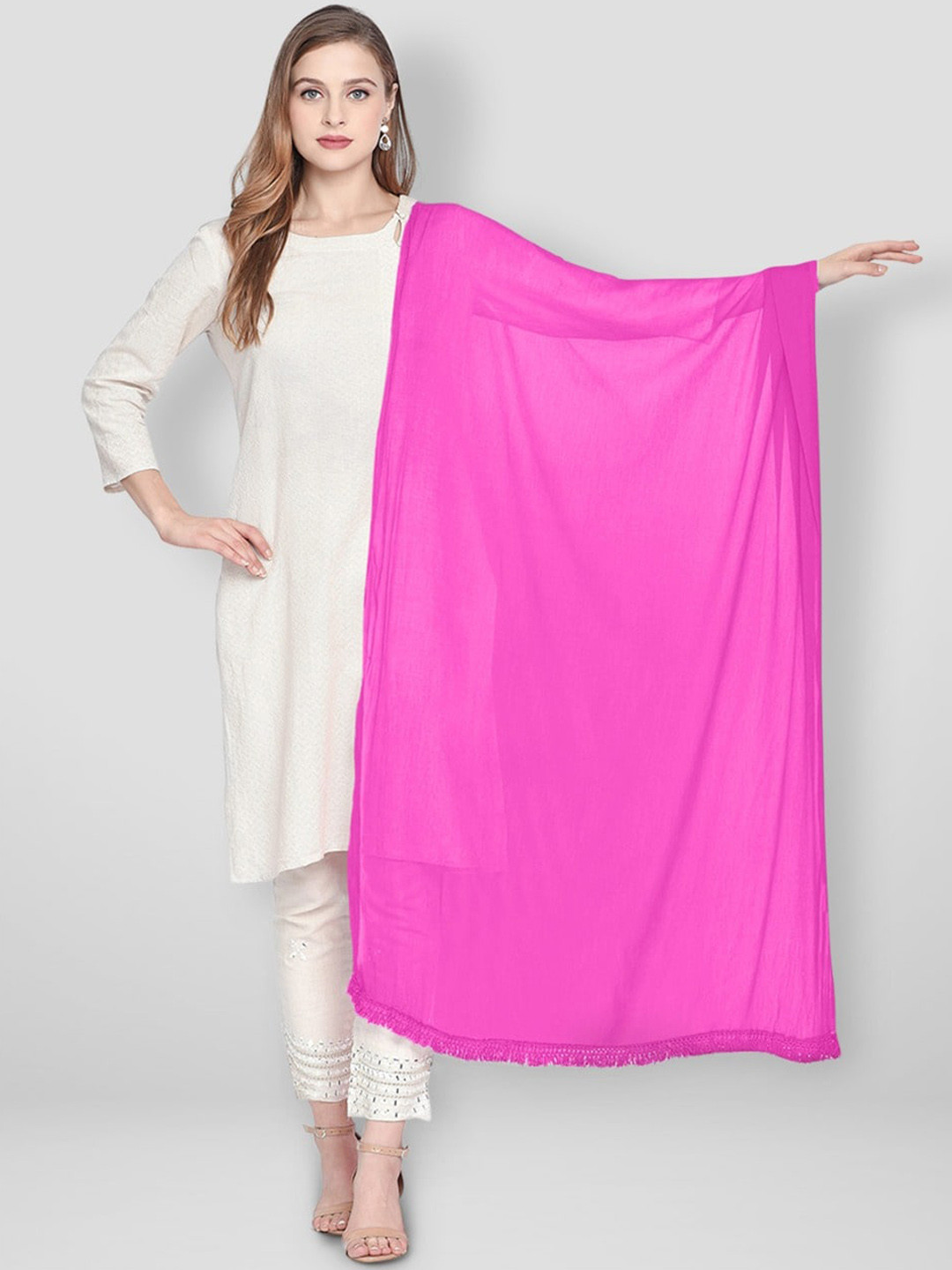 Dupatta Bazaar Magenta Solid Dupatta