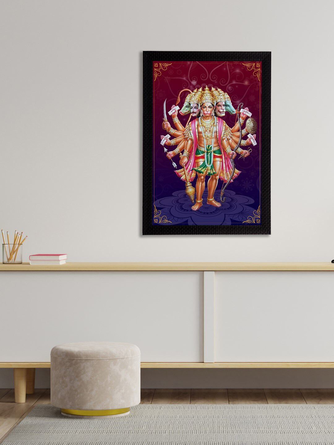 eCraftIndia Panch Mukhi Lord Hanuman Wall Rectangle Photographs Wall Art - 14 x 10In