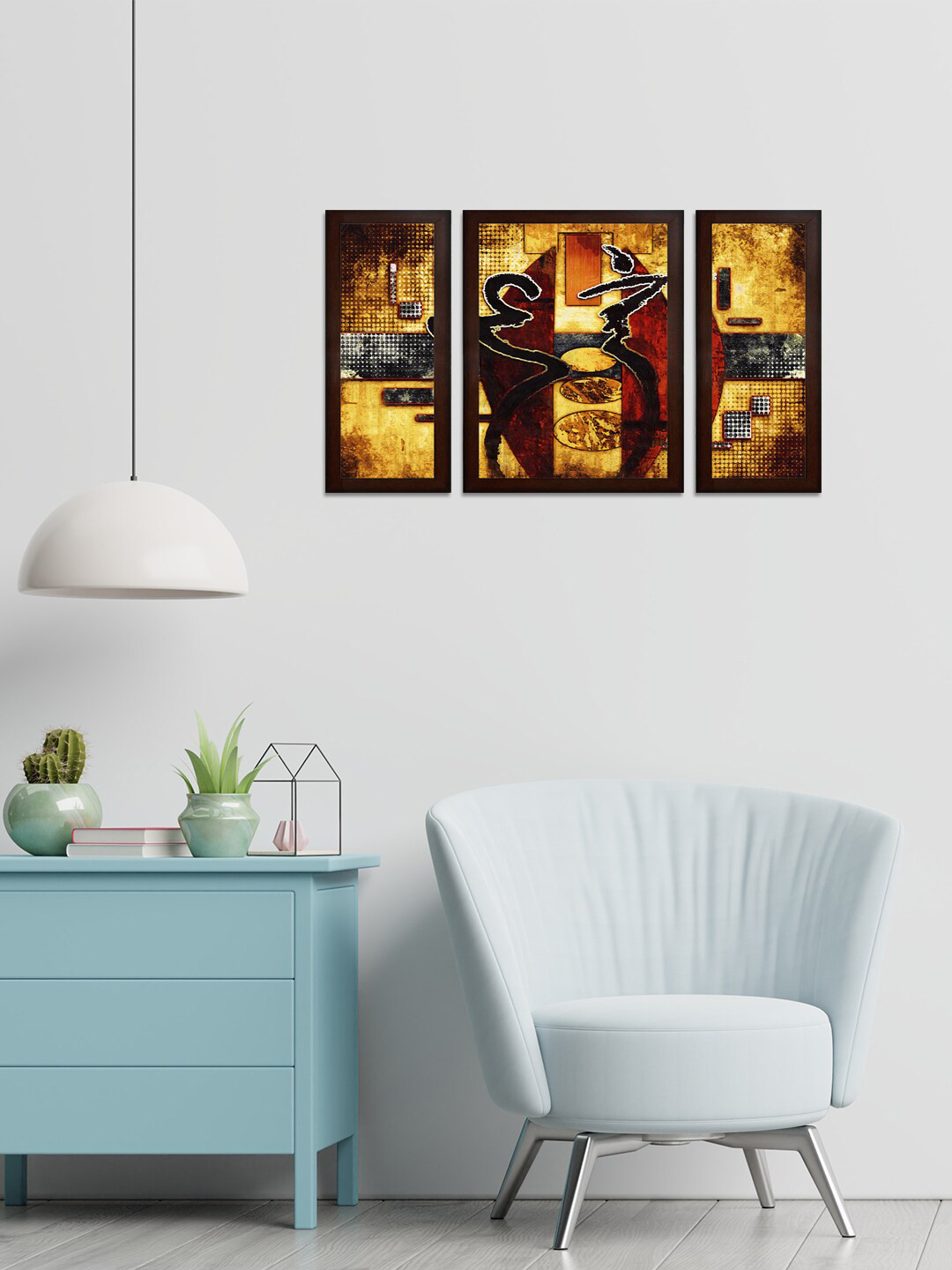 WENS Waterfall Abstarct MDF 3 Pcs Wall Rectangle Paintings Wall Art