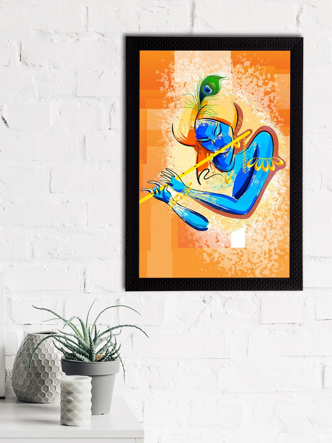 eCraftIndia Multi-Coloured Satin Matt Texture Lord Krishna UV Wall Art