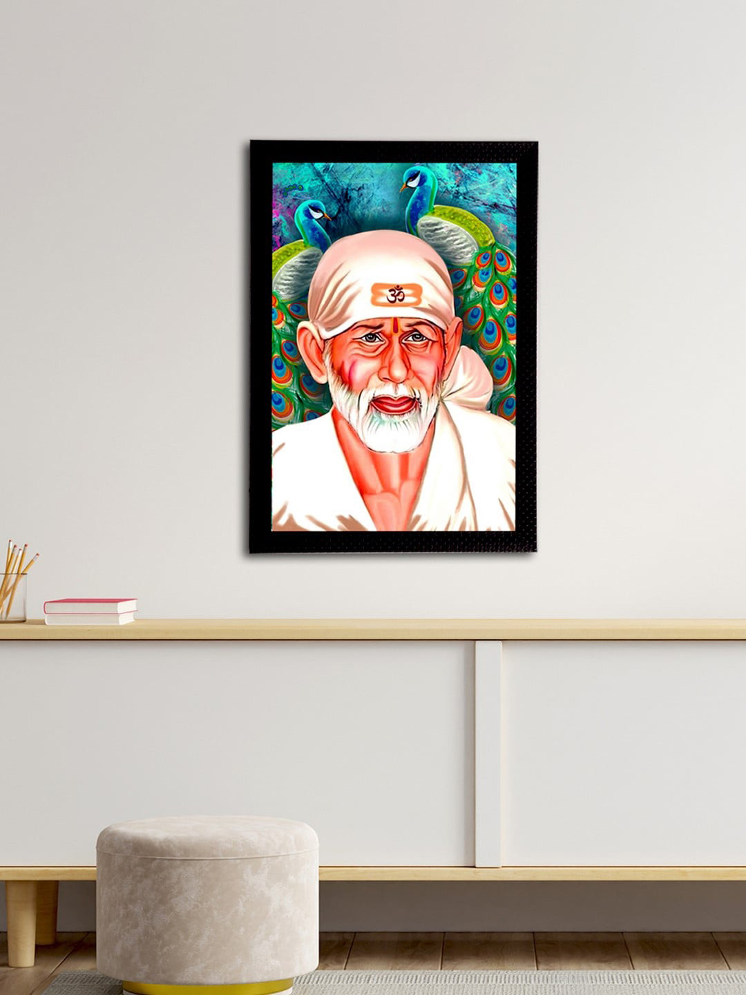 eCraftIndia Sai Baba Paper Wall Rectangle Paintings Wall Art - 14 x 20In