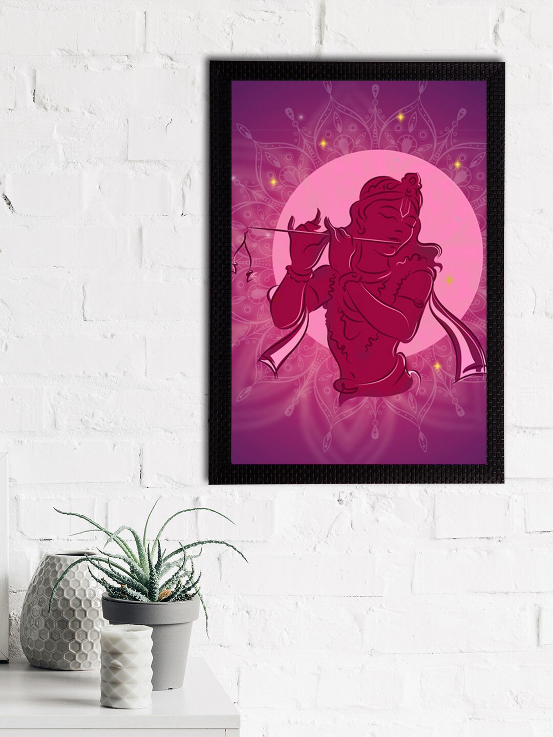 eCraftIndia Pink Color Lord Krishna Satin Matt Texture UV Art Painting