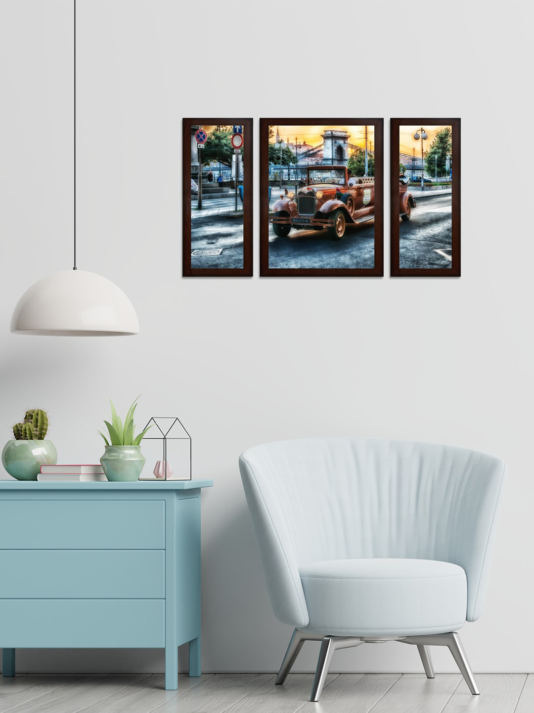 WENS Set of 3 Multi-Coloured Textured Visual Wall Art