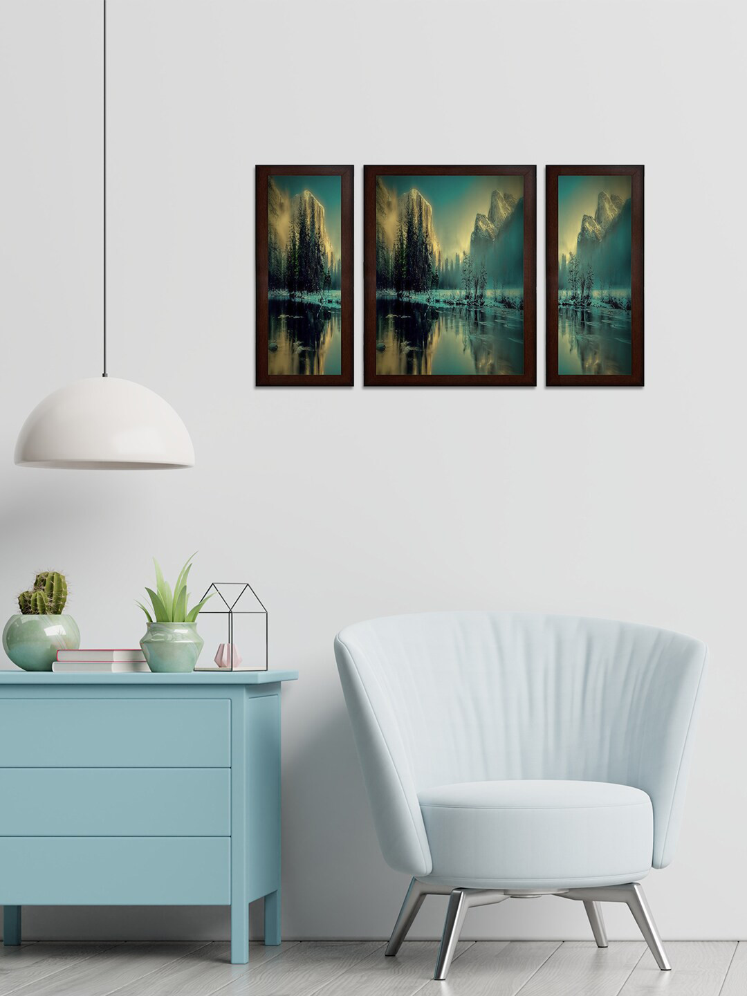 WENS Mystery Nature MDF 3 Pcs Wall Rectangle Paintings Wall Art - 13.5x24In