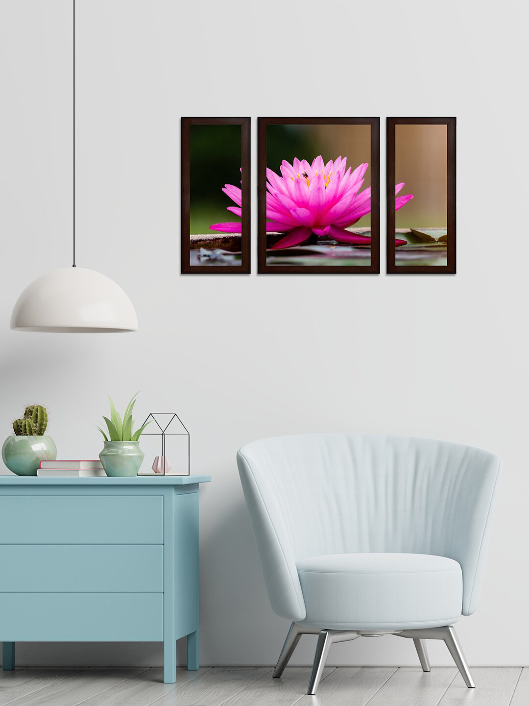 WENS Pink MDF 3 Pcs Wall Home Office Rectangle Potrait Photographs Wall Art -13.5 x 8In