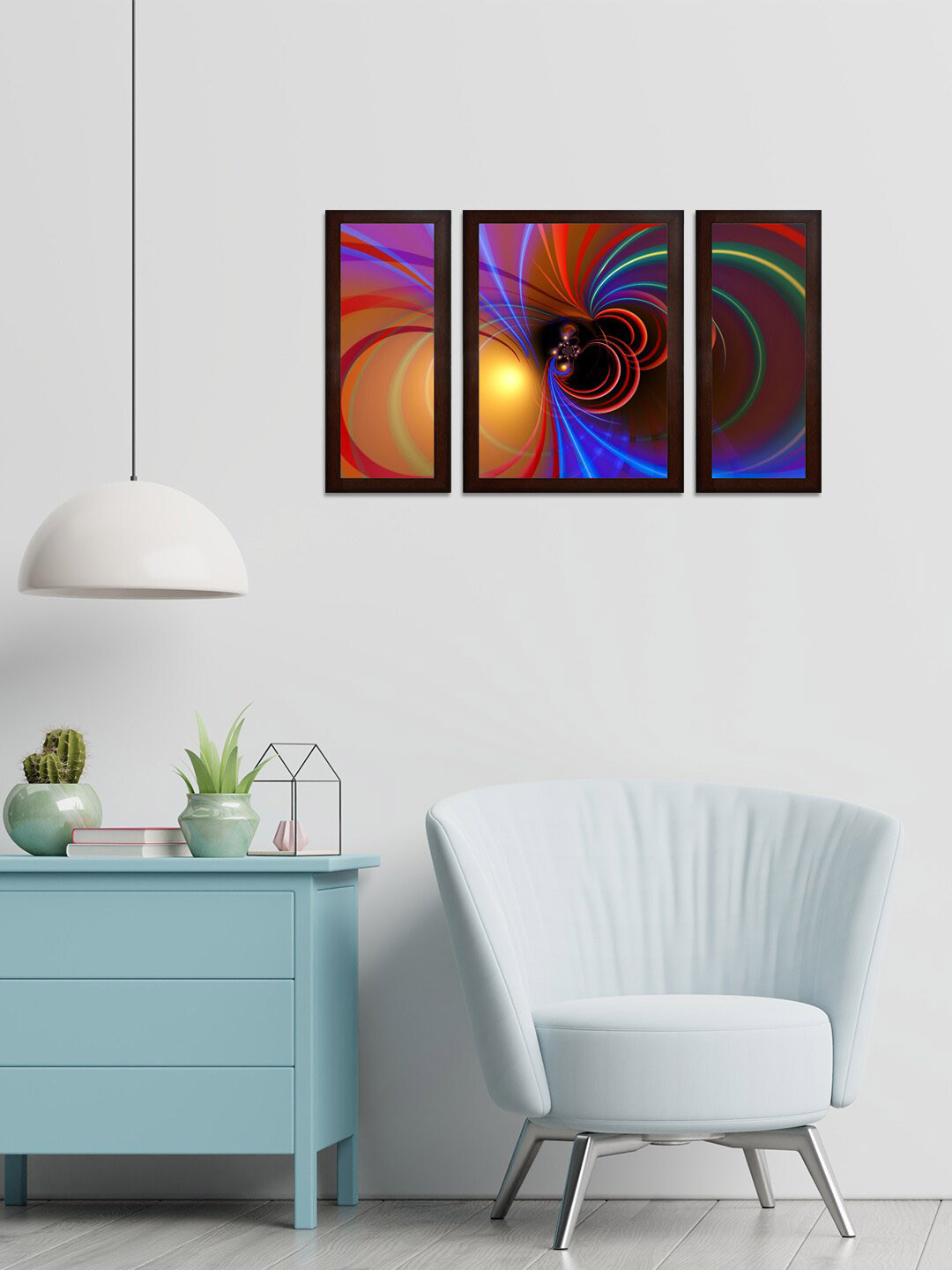 WENS Set of 3 Yellow & Red Beautiful Mountain View Wall Paintings