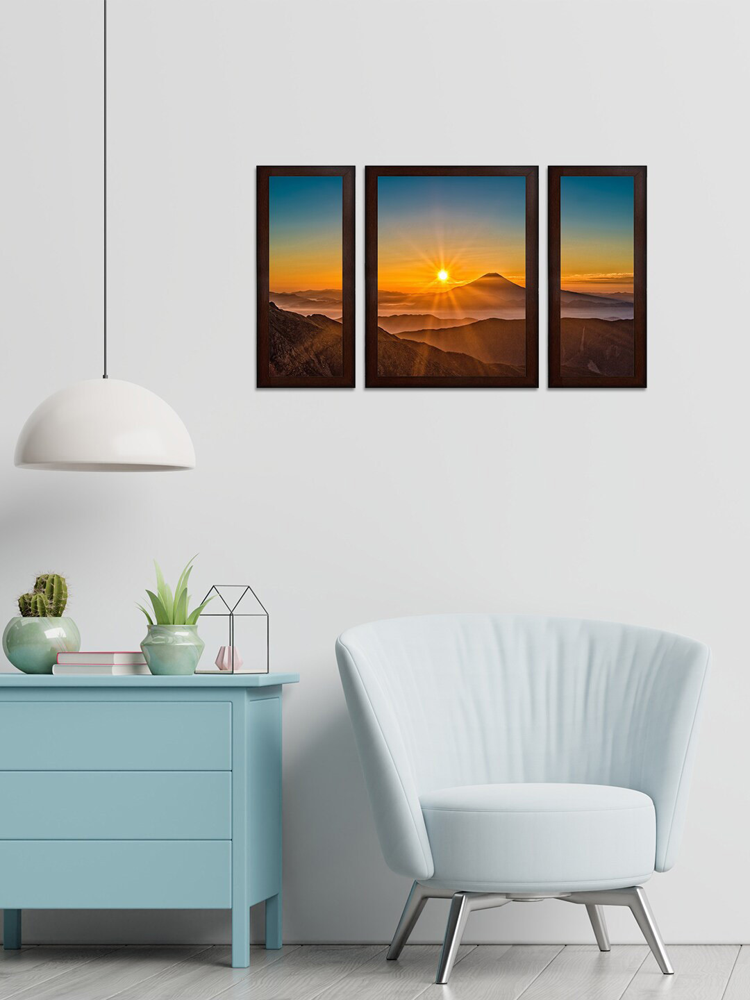 WENS Blue& Orange Sunrise View MDF Wall Art