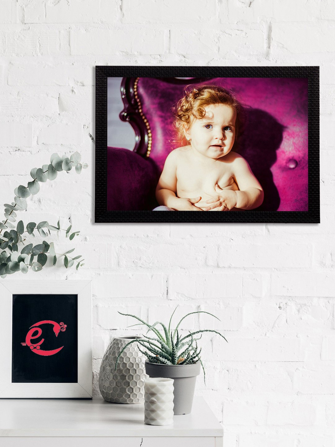 eCraftIndia Purple & Beige Cute Baby Satin Matt Texture UV Art Painting