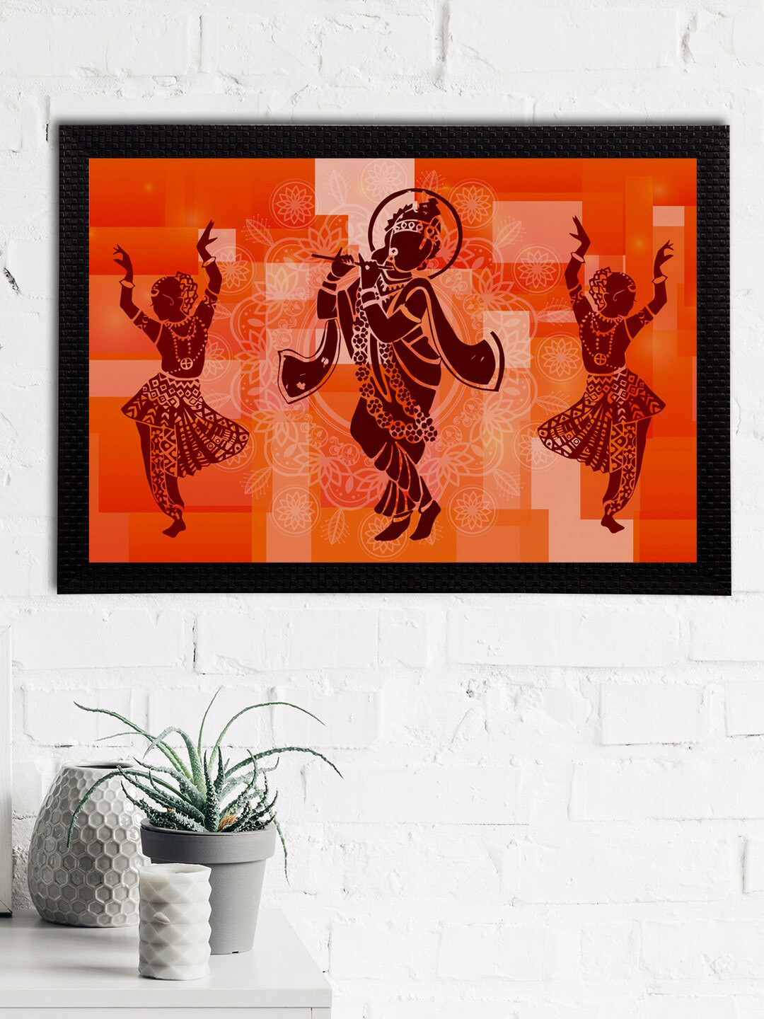 eCraftIndia Lord Krishna Synthetic Wood Home Office Paintings Wall Art -19.69 x 13.78In