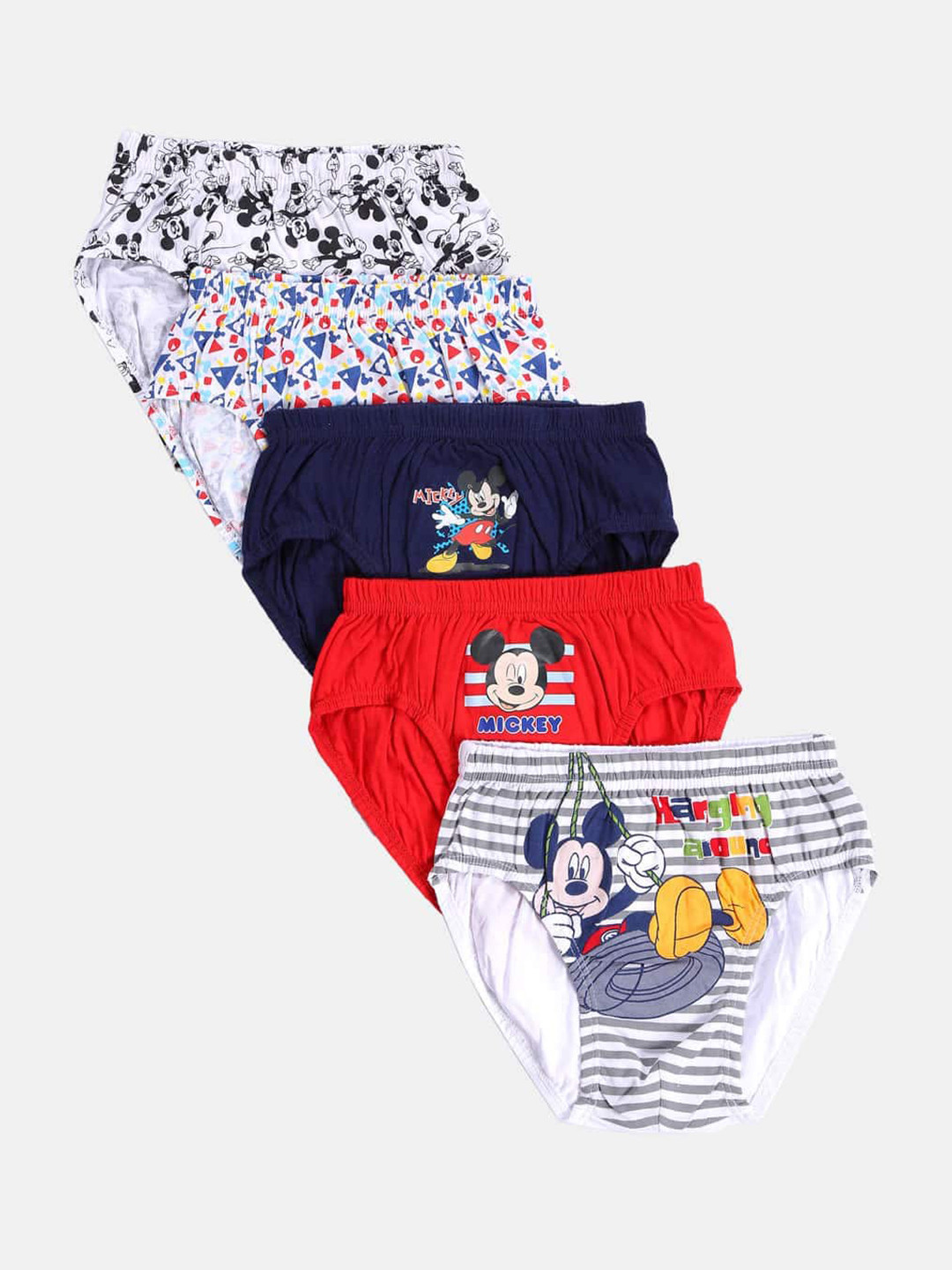 Bodycare Boys Pack Of 5 Assorted Mickey Mouse Basic Briefs KIA9406-PK001