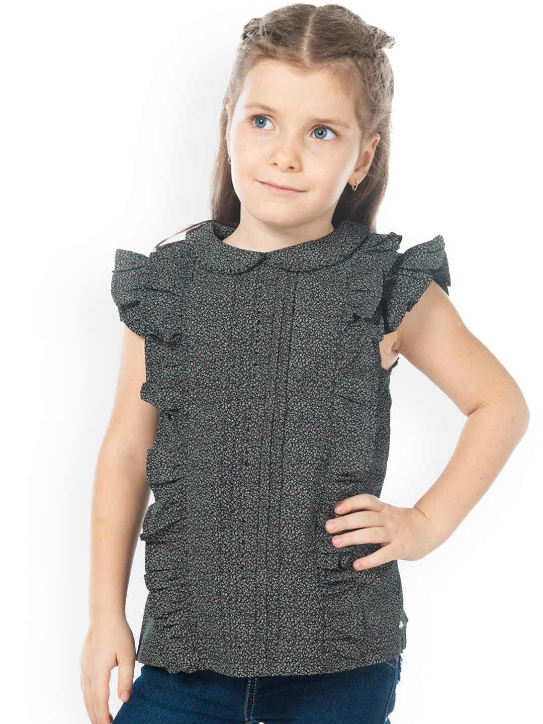 Cherry Crumble Girls Grey Printed Top
