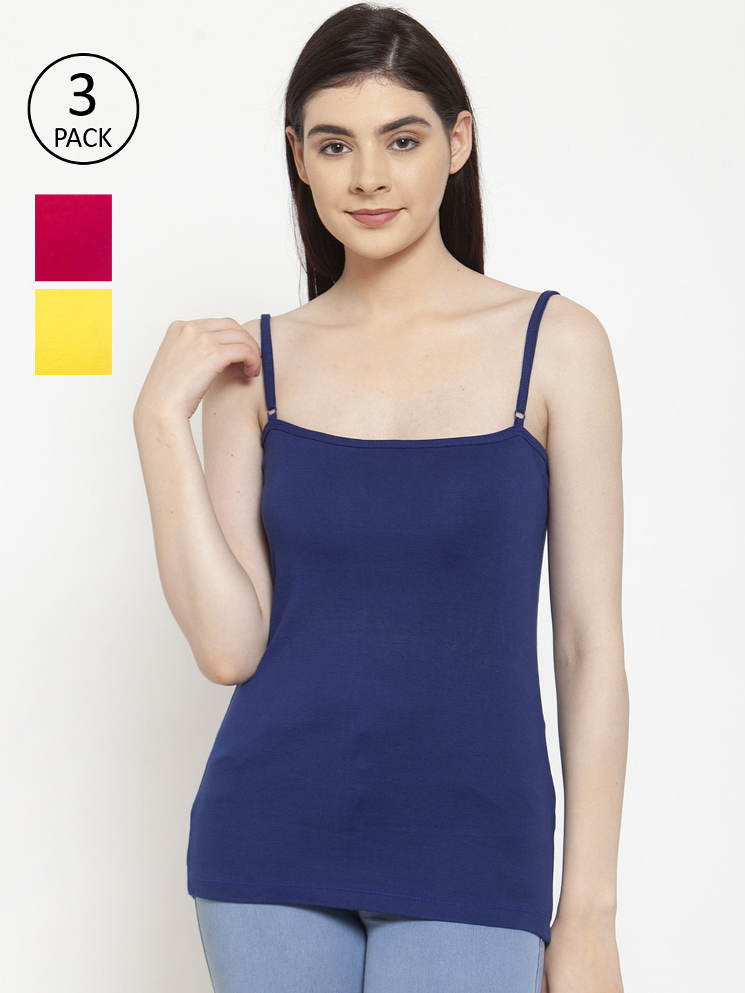 Friskers Women Pack Of 3 Solid Camisoles E-05-06-07