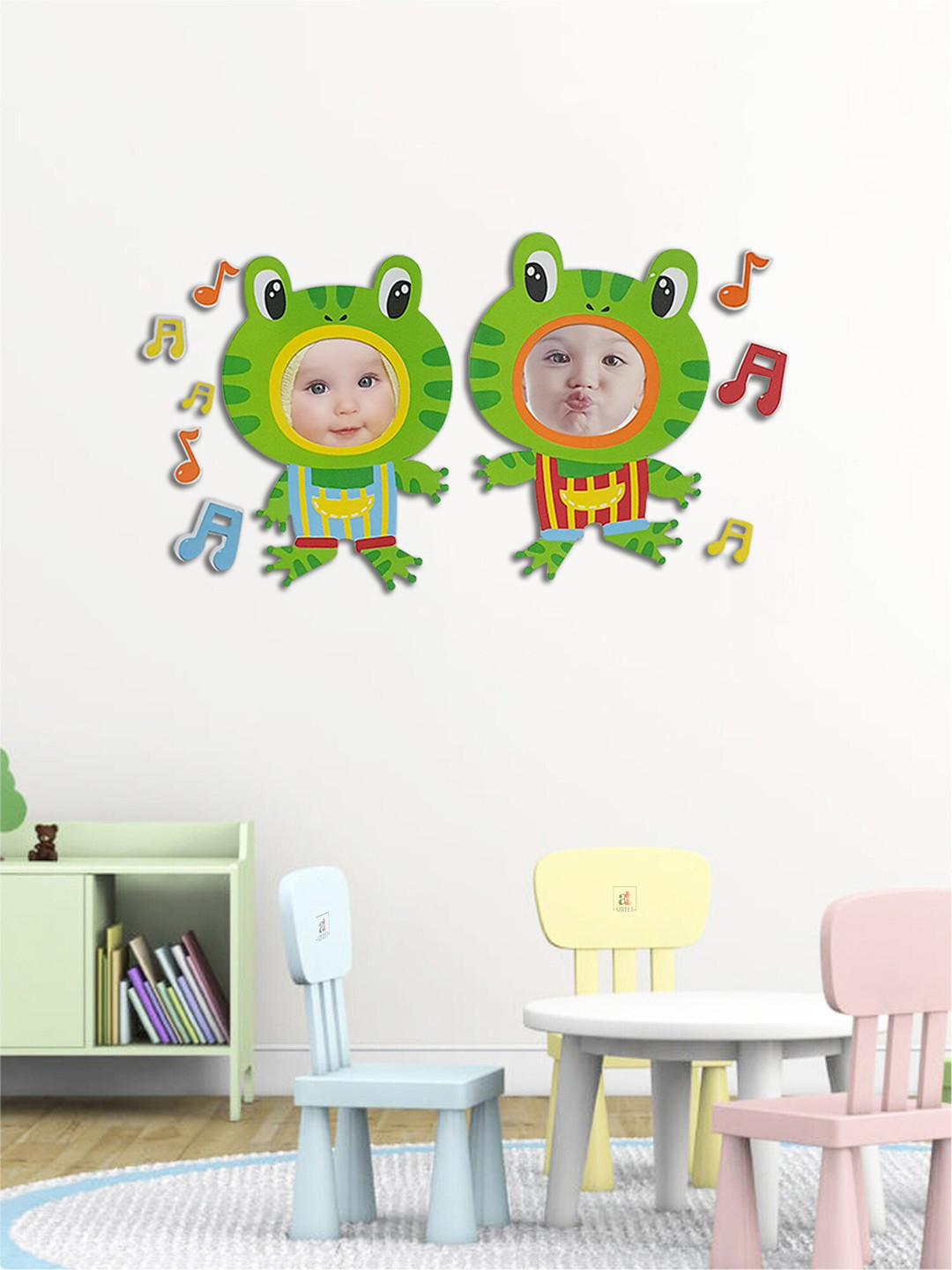 Art Street Set Of 10 Green & Yellow 3D Wall Decal Stickers