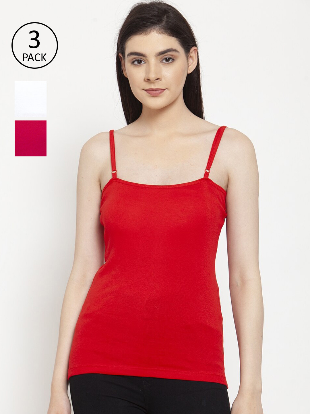 Friskers Women Pack Of 3 Solid Camisoles E-02-03-07