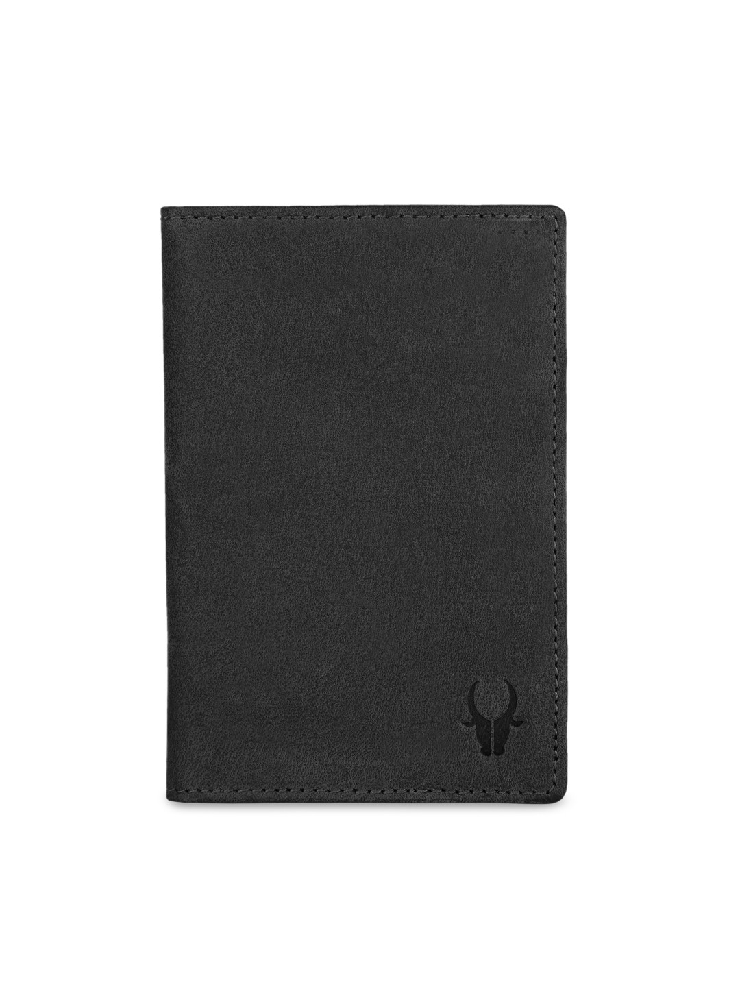 WildHorn Unisex Black Solid Leather Passport Holder