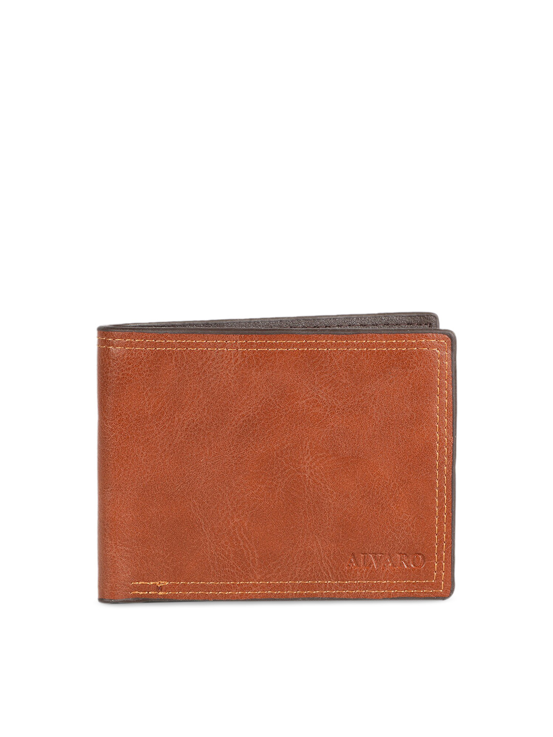 Alvaro Castagnino Men Tan Orange Solid Two Fold Wallet