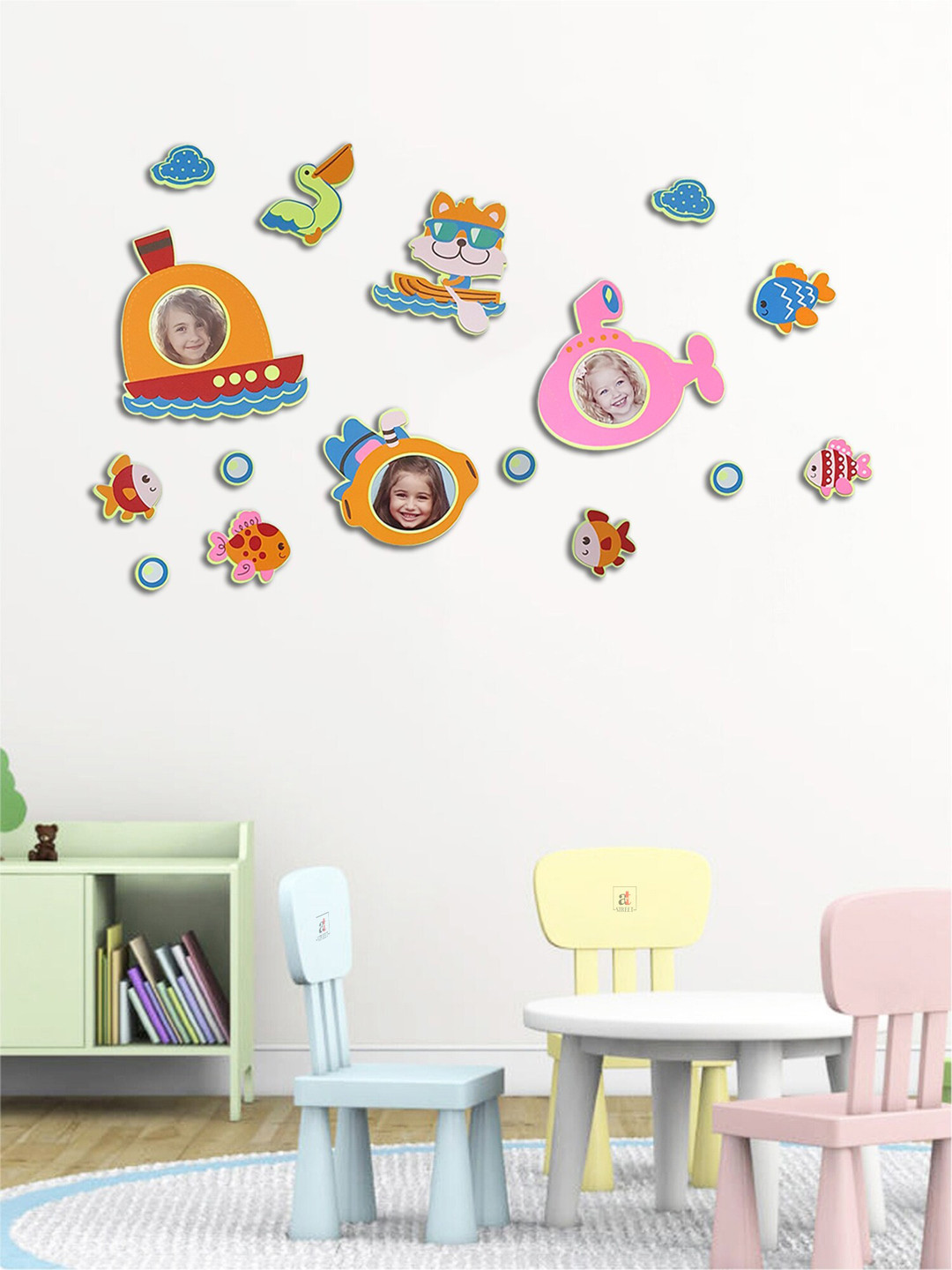 Art Street Orange & Pink 3D Wall Decal Stickers