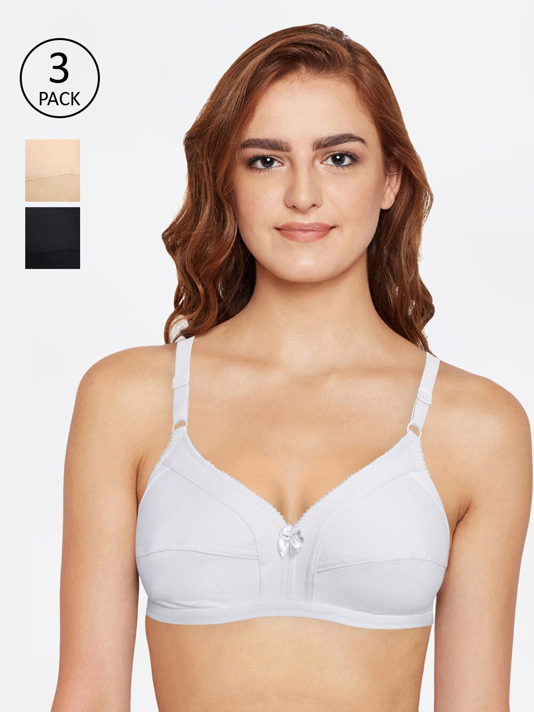 Bodycare Pack Of 3 Assorted Solid Non-Wired Non Padded Everyday Bra 6801BSW-3PCS