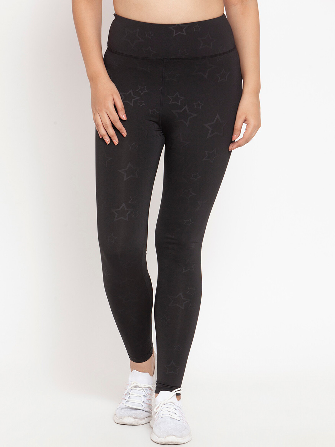 Boston Club Women Black Printed Training Tights