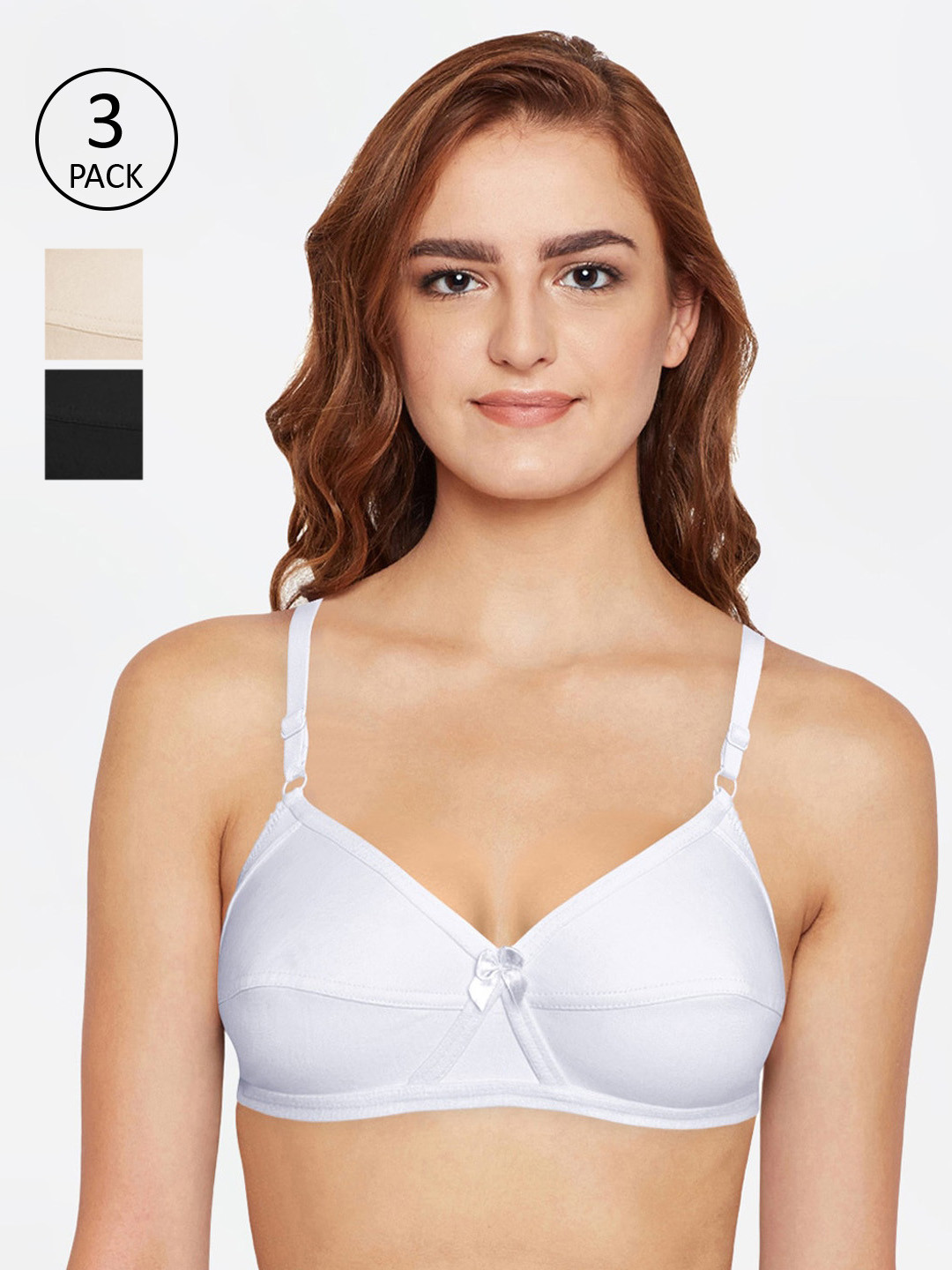 Bodycare Pack Of 3 Solid Non-Wired Non Padded Everyday Bras 6824BSW