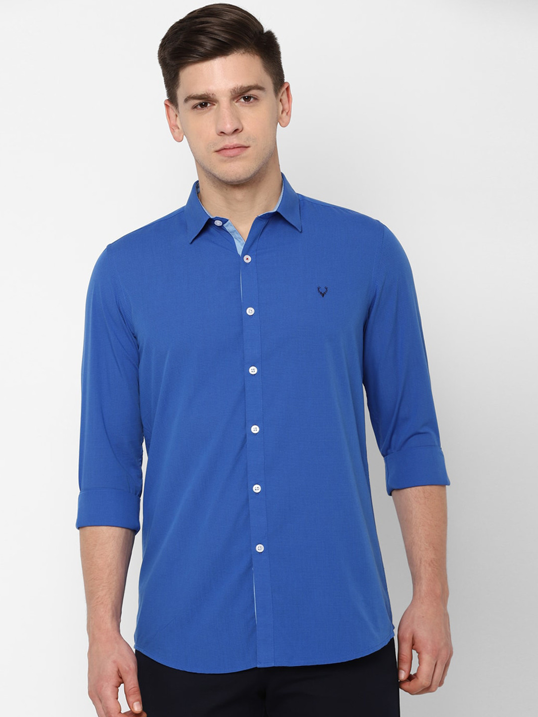 Allen Solly Men Blue Manhattan Slim Fit Solid Casual Shirt