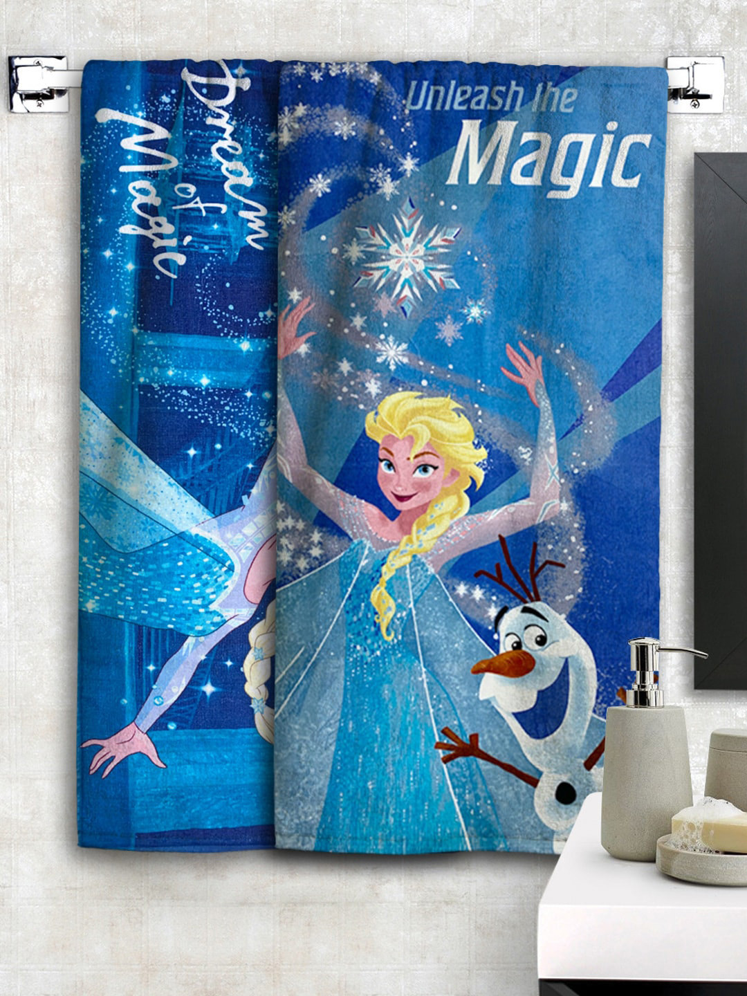Disney Kids Pack of 2 Blue Printed Disney Frozen Bath Towels