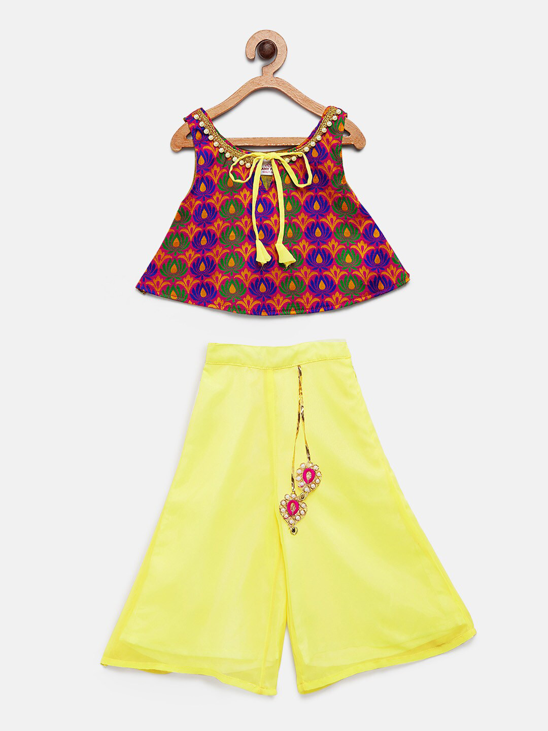 MANY FROCKS & Girls Red & Yellow Checked Top with Palazzos