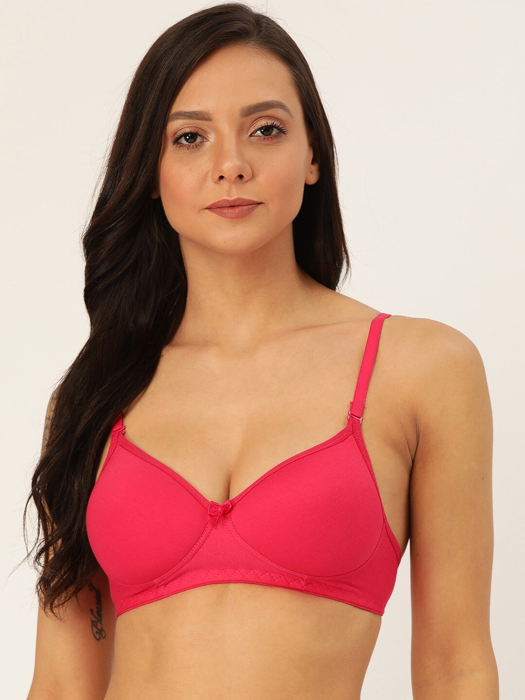 Lady Lyka Fuchsia Pink Solid Non-Wired Lightly Padded T-shirt Bra MISTIQUE-FCA