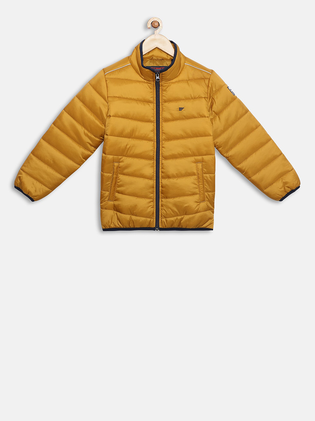 t-base Unisex Kids Mustard Yellow Solid Lightweight Puffer Jacket