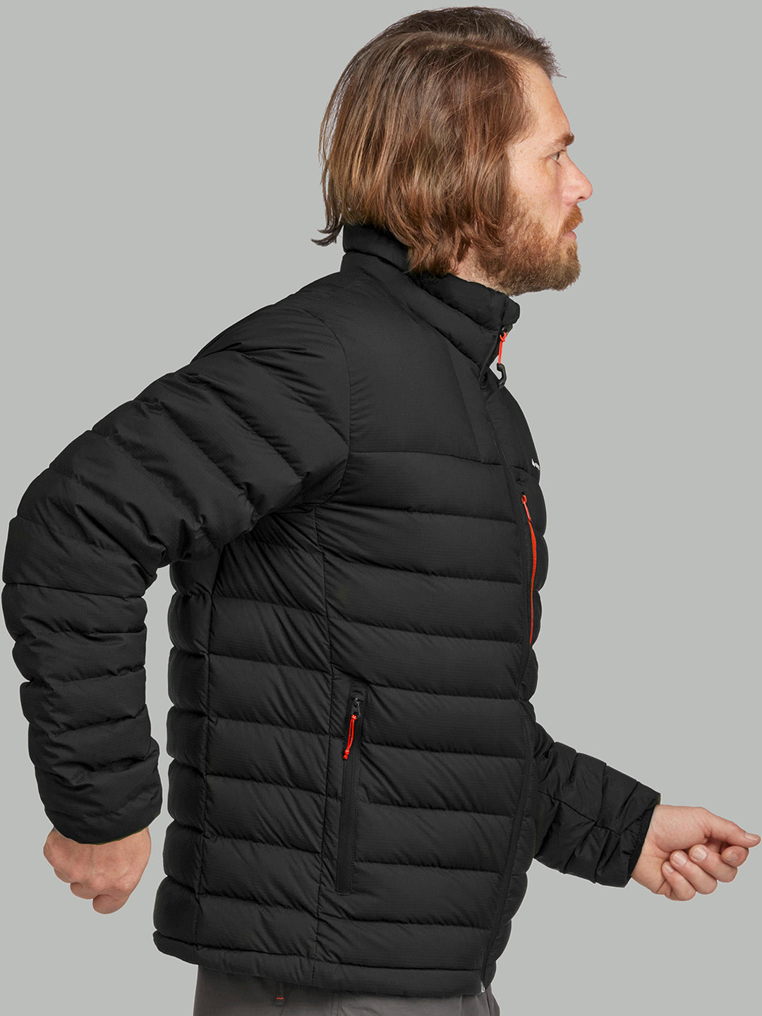 Decathlon FORCLAZ - Men Black Non-Hooded Down Feather Puffer Jacket (Upto -10 Degrees)