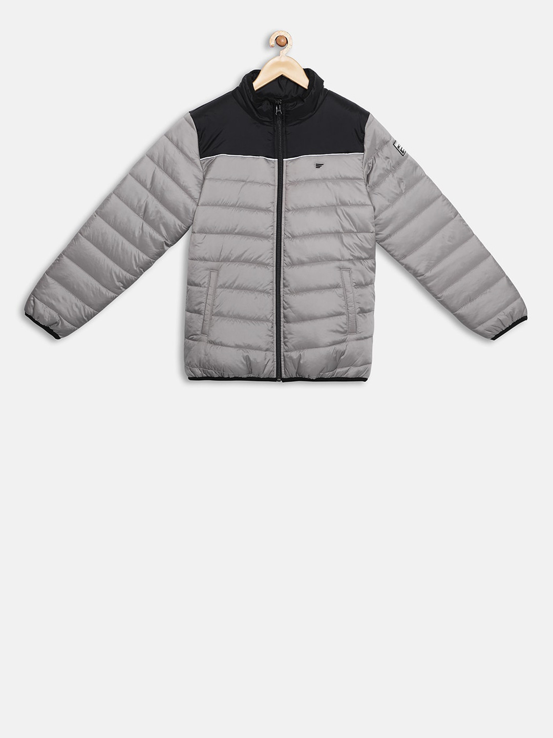 t-base Kids Grey Colourblocked Lightweight Padded Jacket