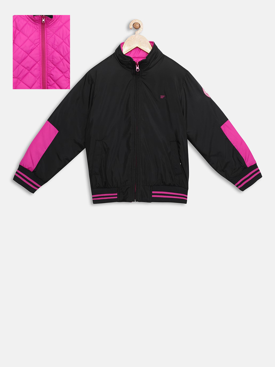 t-base Kids Black Solid Reversible Bomber