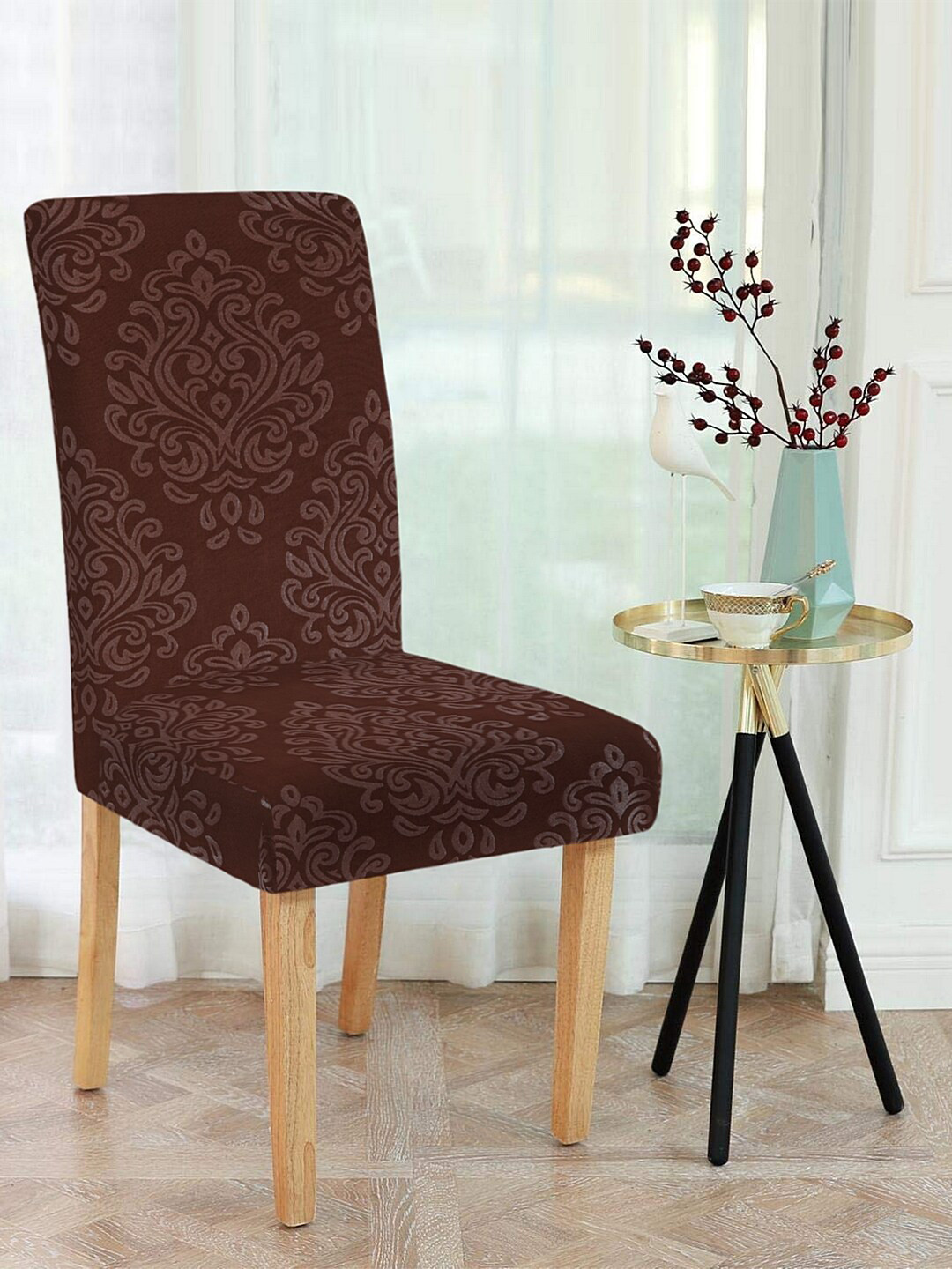Cortina Brown Printed Chair Cover
