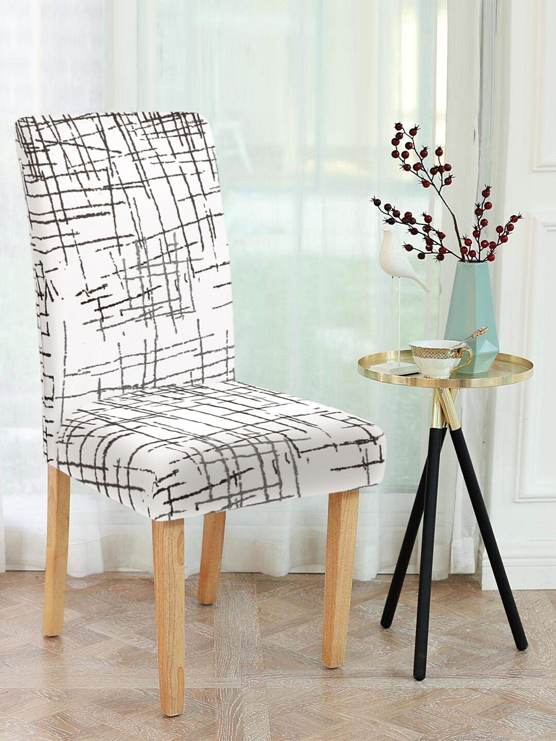 Cortina White & Black Printed Chair Cover
