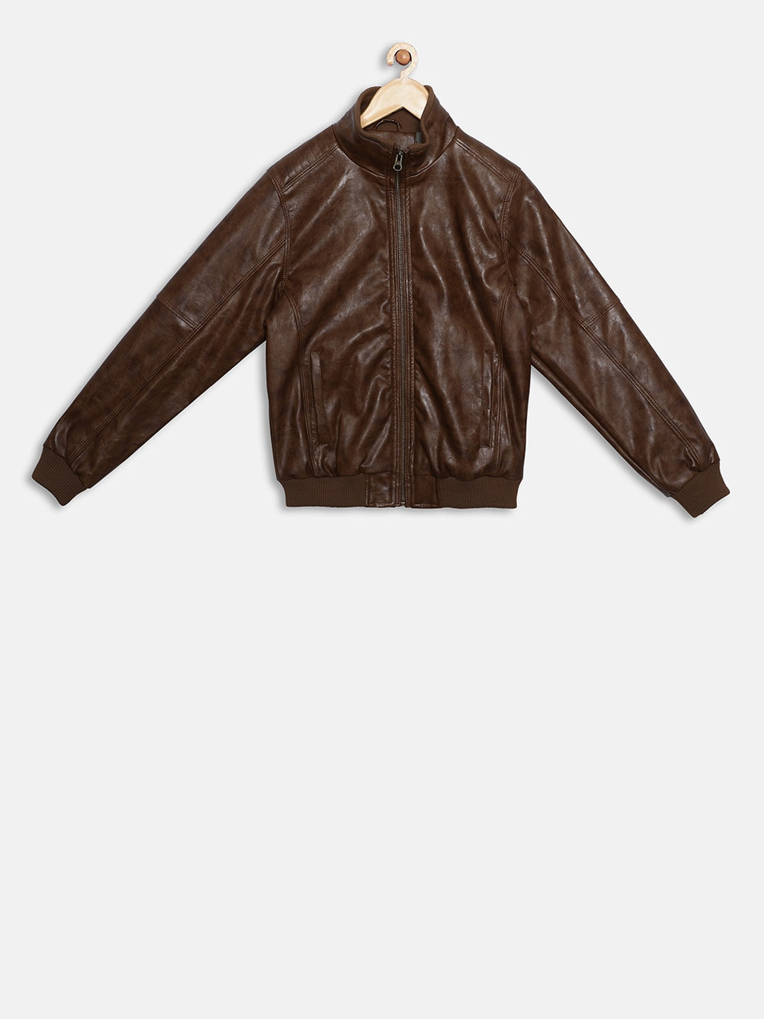t-base Unisex Kids Brown Solid Lightweight Bomber