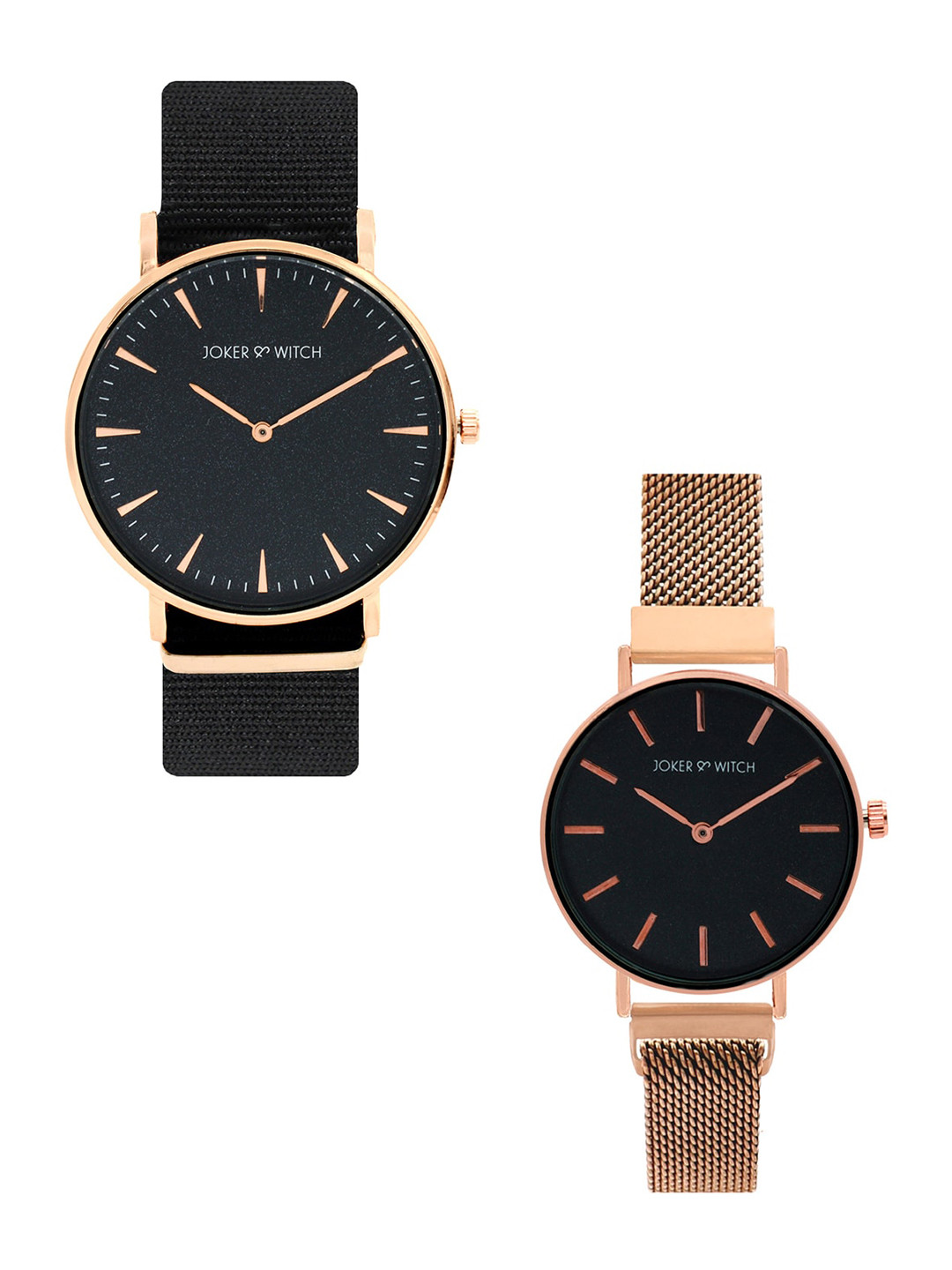 JOKER & WITCH Unisex Black Arnold & Helga Couple Watches JWCW52